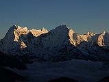 Gokyo Ri 04-8 Kangtega, Thamserku, Kusum Kanguru At Sunset From Gokyo Ri Kangtega, Thamserku, Kusum Kanguru at sunset from Gokyo Ri